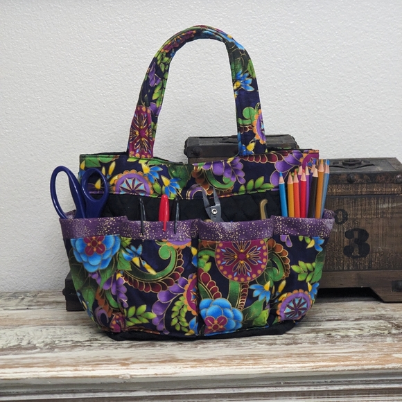 Hand Crafted Floral Design Bingo/Tote Bag 100% Cotton - Picture 3 of 6